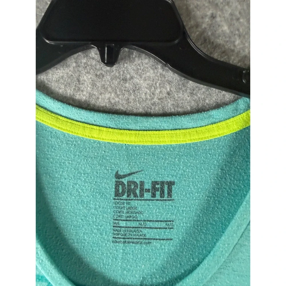 Nike Dri-FIT Womens Loose Fit Teal Heather Graphic T-Shirt‎ Scoop Neck Medium